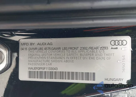 2015 Audi A3 2.0T Premium z USA, uszkodzony, nr VIN WAUEFGFF0F1133043